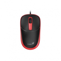 Egér, vezetékes, optikai, normál méret, USB, GENIUS "DX-123", fekete-piros